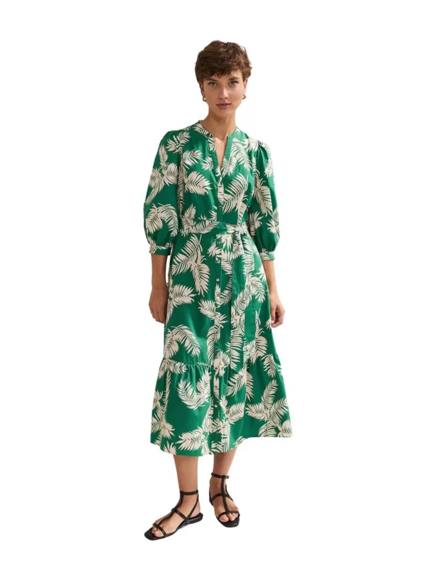 Платье-рубашка миди с поясом Louisa Mandarin Collar Phase Eight — изображение 1 из 7, зеленый