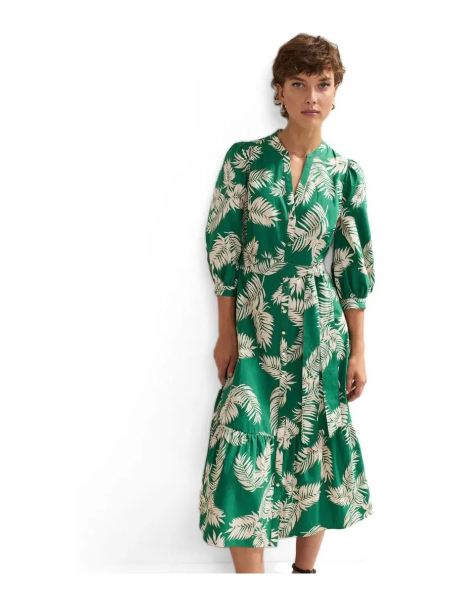 Платье-рубашка миди с поясом Louisa Mandarin Collar Phase Eight — изображение 2 из 7, зеленый