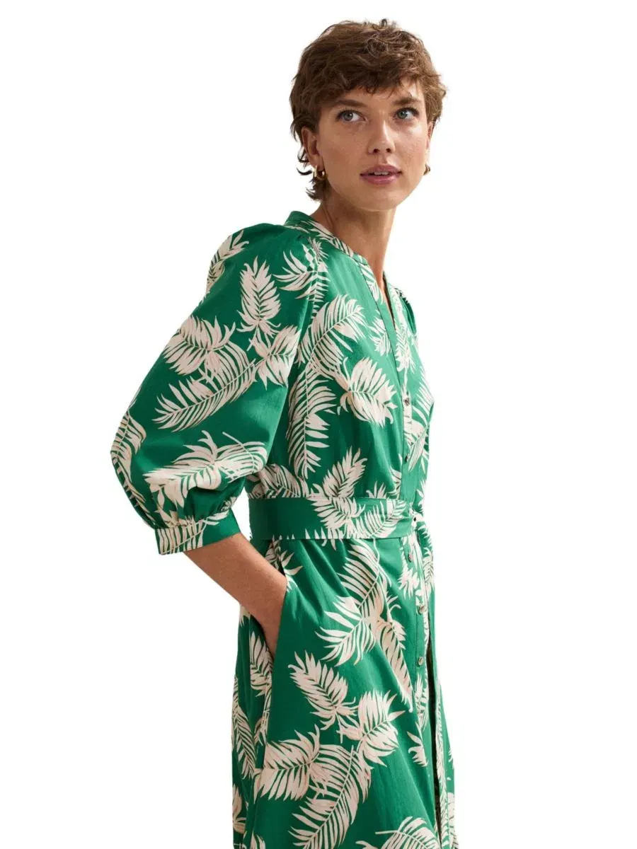 Платье-рубашка миди с поясом Louisa Mandarin Collar Phase Eight — изображение 4 из 7, зеленый
