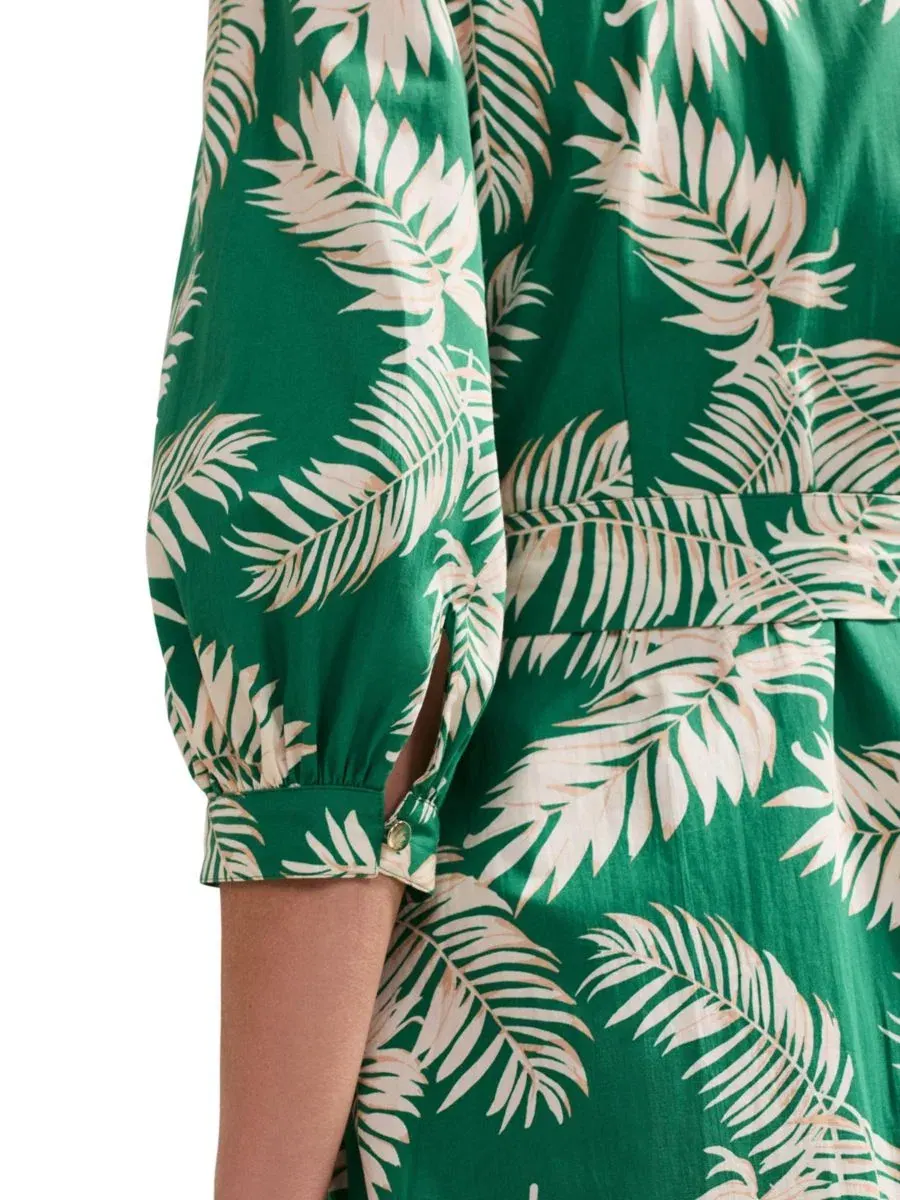 Платье-рубашка миди с поясом Louisa Mandarin Collar Phase Eight — изображение 6 из 7, зеленый