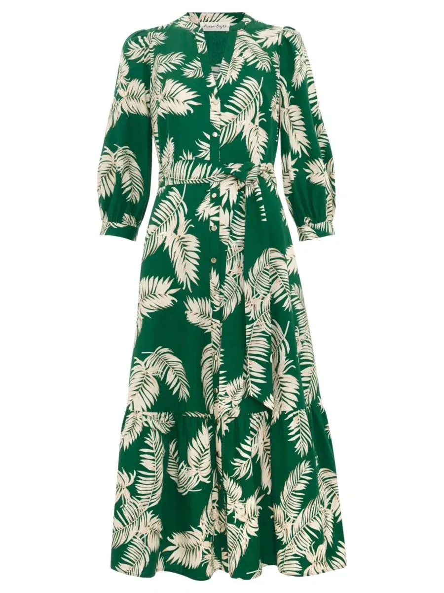 Платье-рубашка миди с поясом Louisa Mandarin Collar Phase Eight — изображение 7 из 7, зеленый