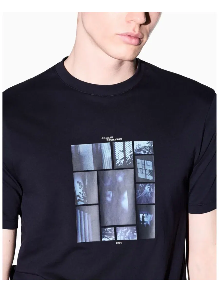 Футболка с коротким рукавом, слим-фит, с принтом A|X Armani Exchange — изображение 7 из 7, глубокий темно-синий