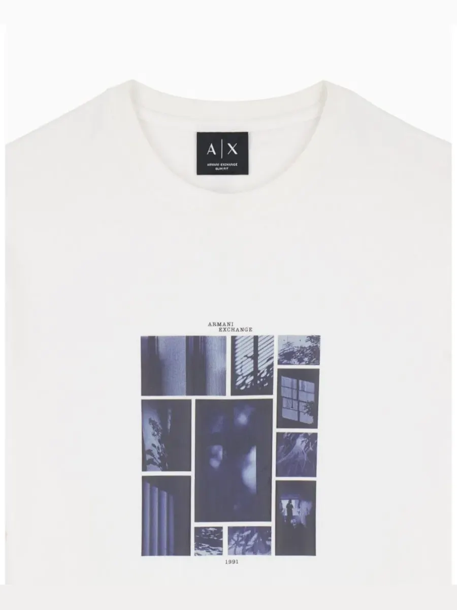 Футболка с коротким рукавом и принтом Collage Box A|X Armani Exchange — изображение 4 из 7, белый