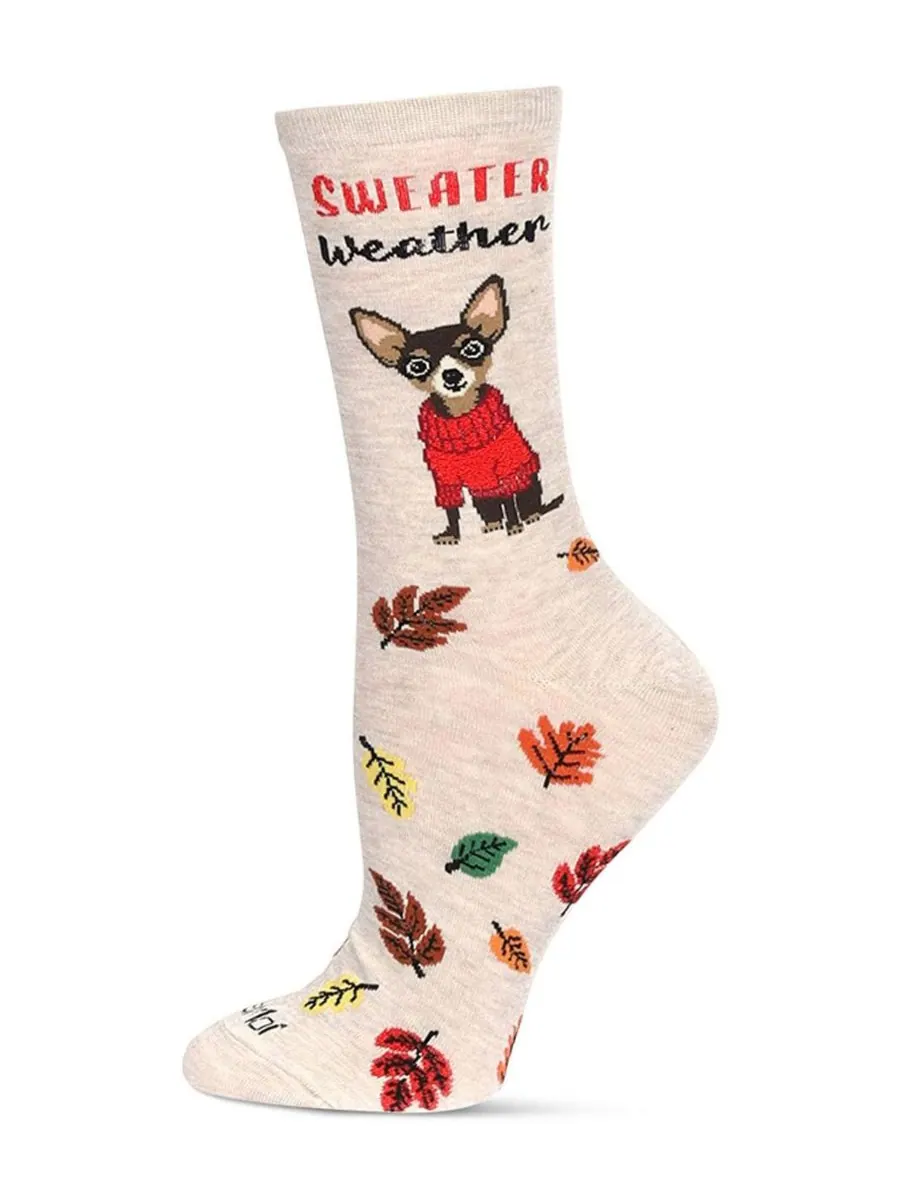 Женские носки Sweater Weather Crew Socks MeMoi — изображение 1 из 3, овсяный