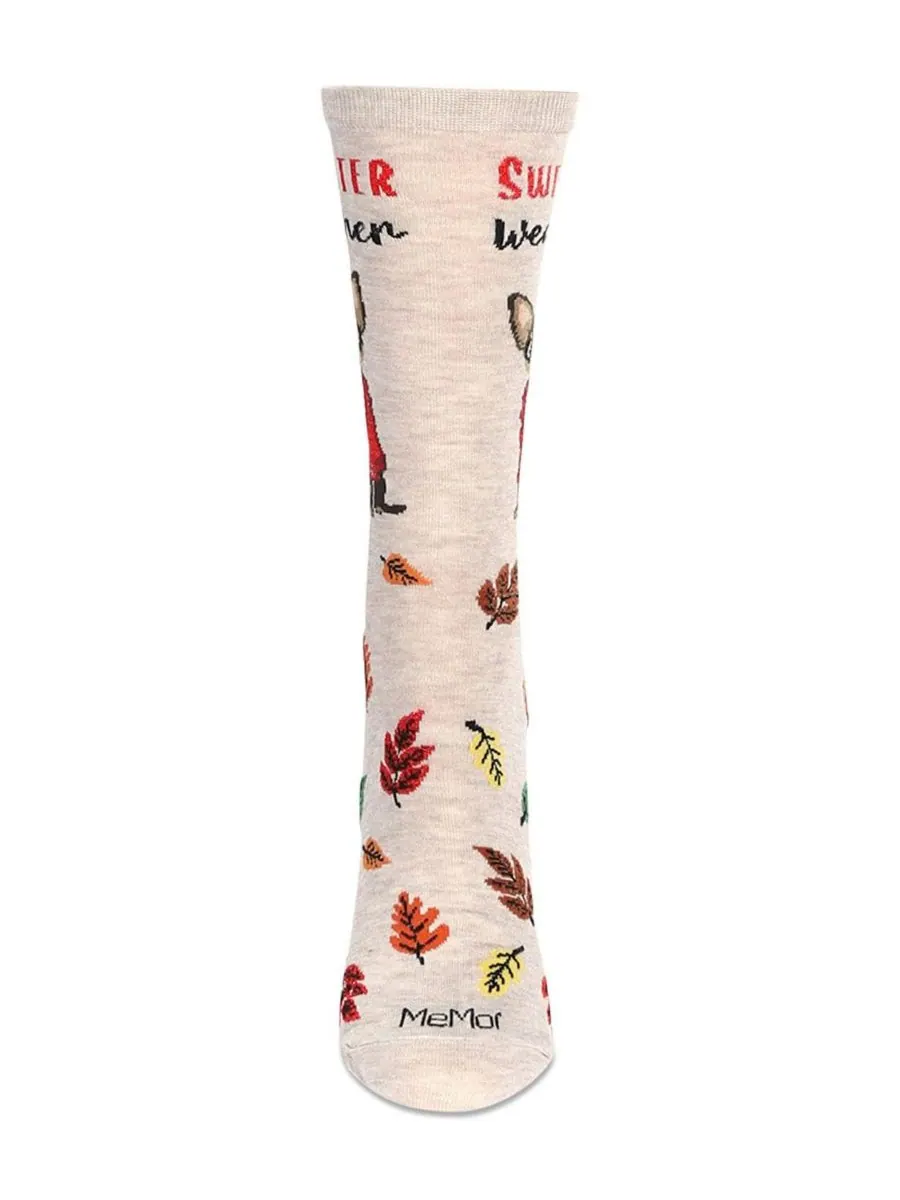 Женские носки Sweater Weather Crew Socks MeMoi — изображение 2 из 3, овсяный