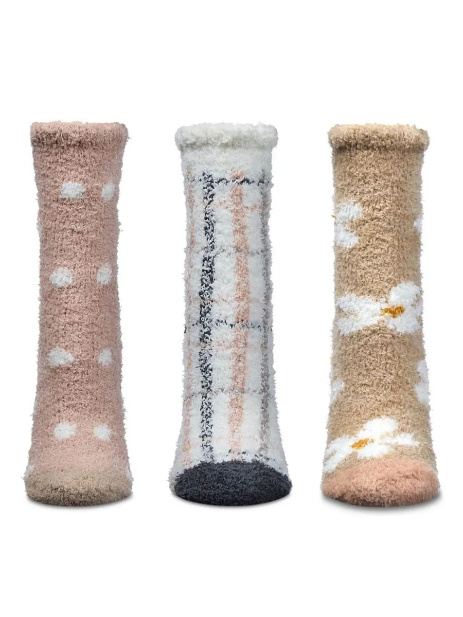 Женские уютные носки Cozy Crew Socks (3 пары в упаковке) MeMoi — изображение 2 из 3, коричневый