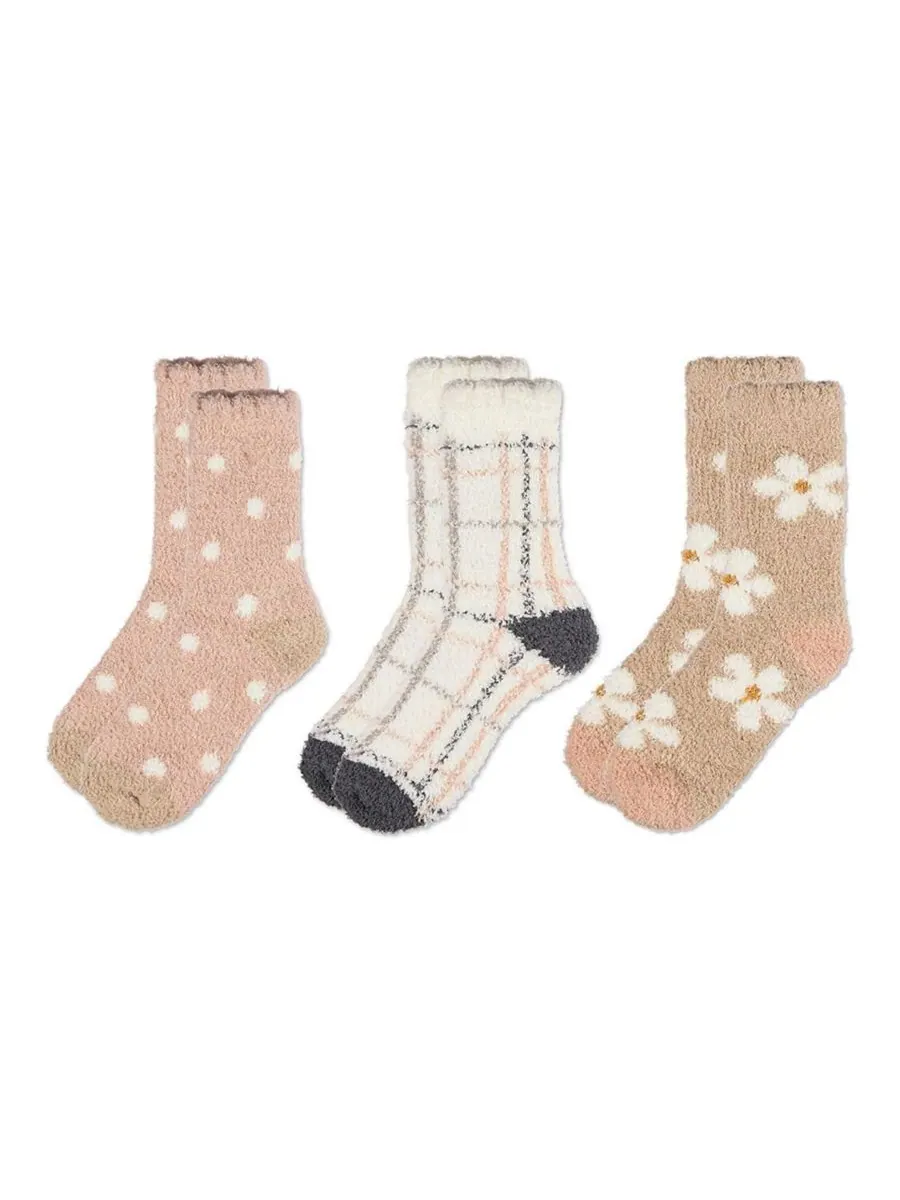 Женские уютные носки Cozy Crew Socks (3 пары в упаковке) MeMoi — изображение 3 из 3, коричневый