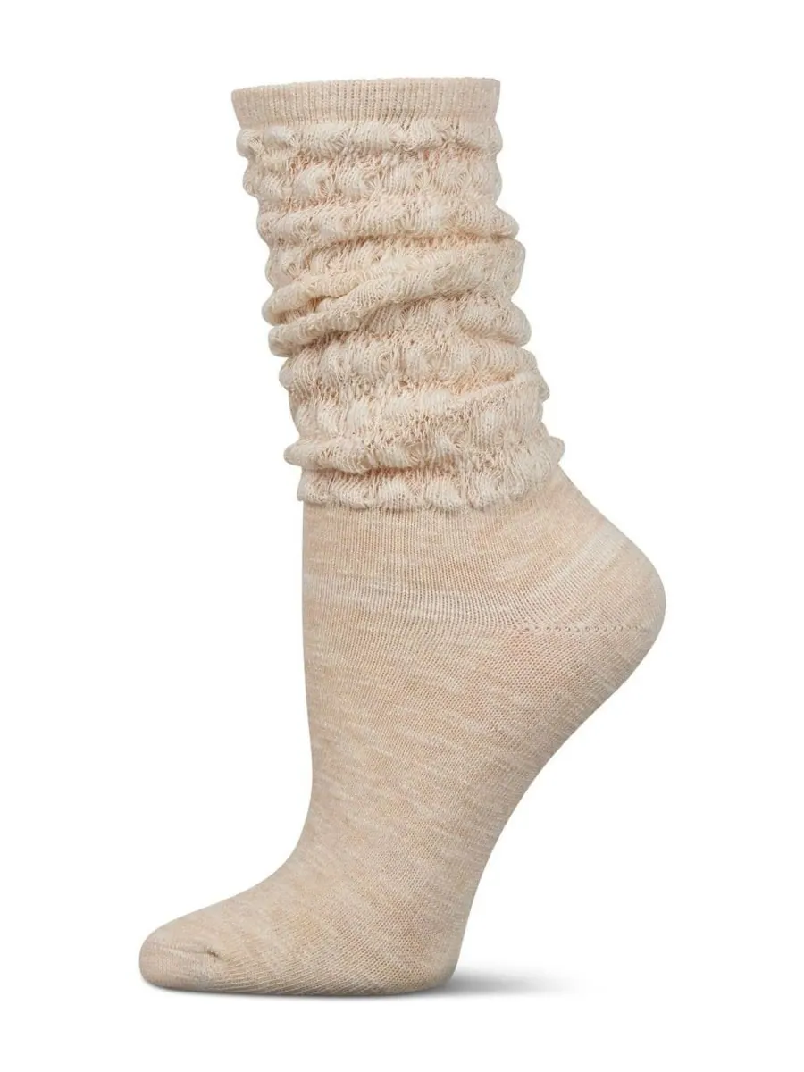 Женские носки Contessa Loose Knit Slub Extended Crew Socks MeMoi — изображение 1 из 3, овсяный