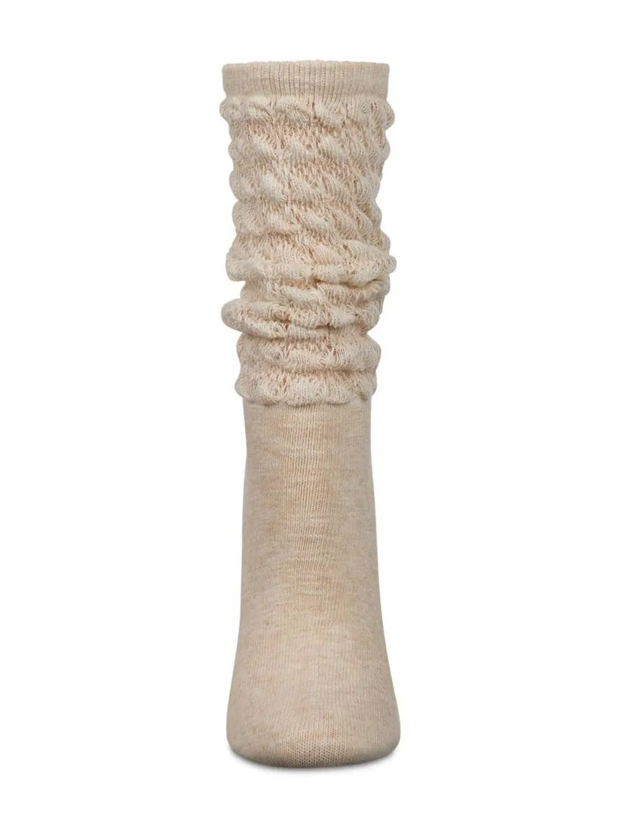 Женские носки Contessa Loose Knit Slub Extended Crew Socks MeMoi — изображение 2 из 3, овсяный
