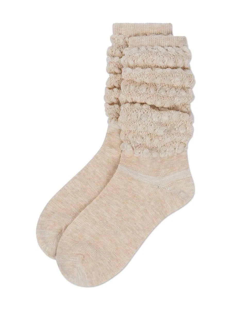 Женские носки Contessa Loose Knit Slub Extended Crew Socks MeMoi — изображение 3 из 3, овсяный