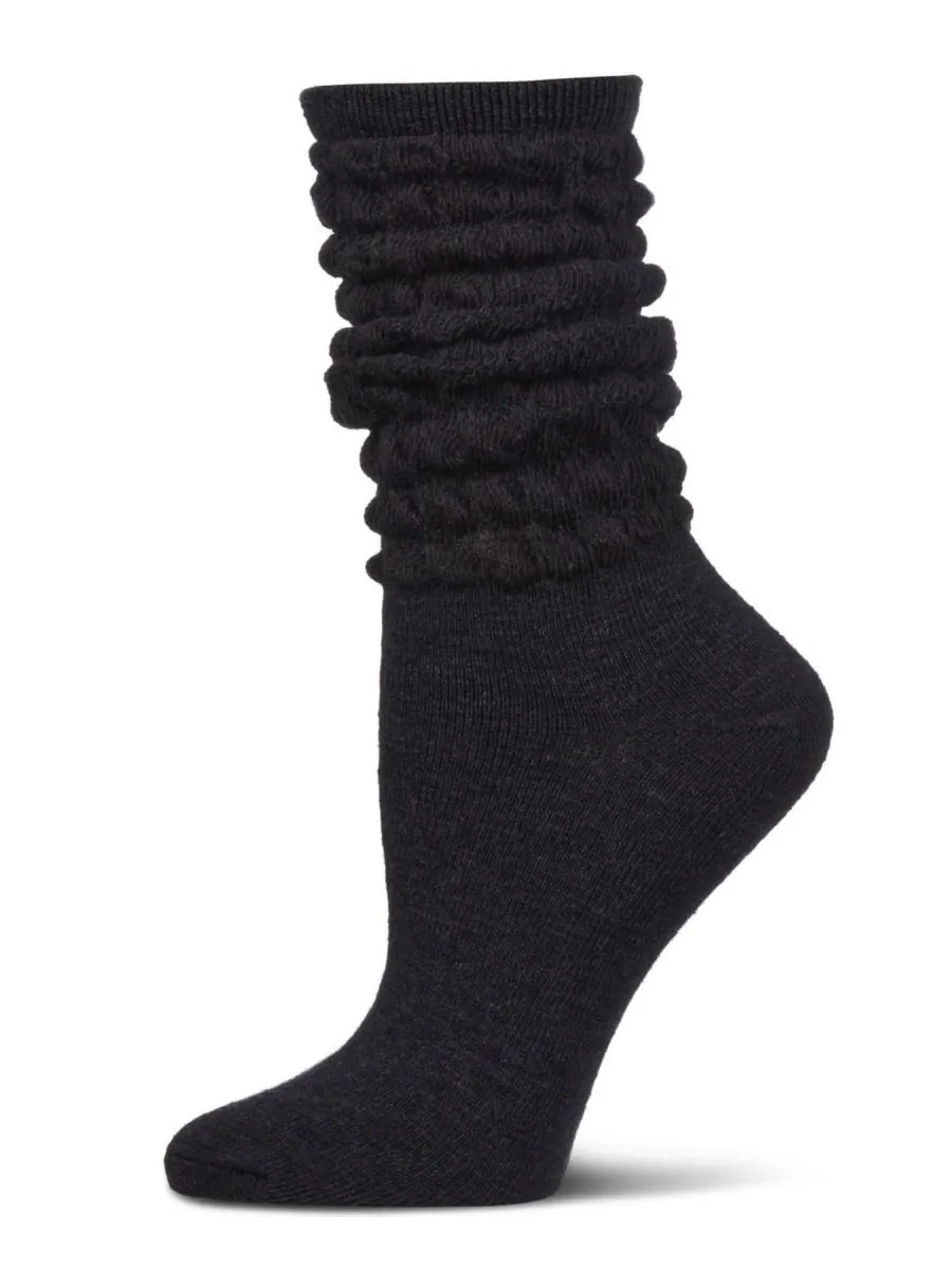 Женские носки Contessa Loose Knit Slub Extended Crew Socks MeMoi — изображение 1 из 3, черный