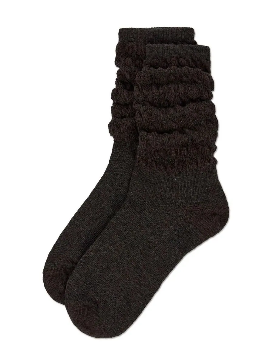 Женские носки Contessa Loose Knit Slub Extended Crew Socks MeMoi — изображение 2 из 3, черный