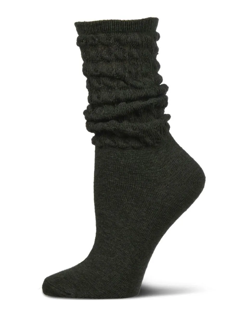 Женские носки Contessa Loose Knit Slub Extended Crew Socks MeMoi — изображение 1 из 3, зеленый