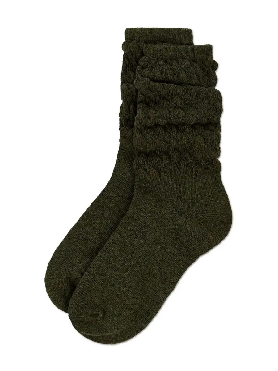 Женские носки Contessa Loose Knit Slub Extended Crew Socks MeMoi — изображение 3 из 3, зеленый
