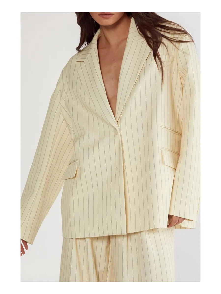 Женский пиджак свободного кроя в тонкую полоску Nasty Gal — изображение 3 из 8, желтый
