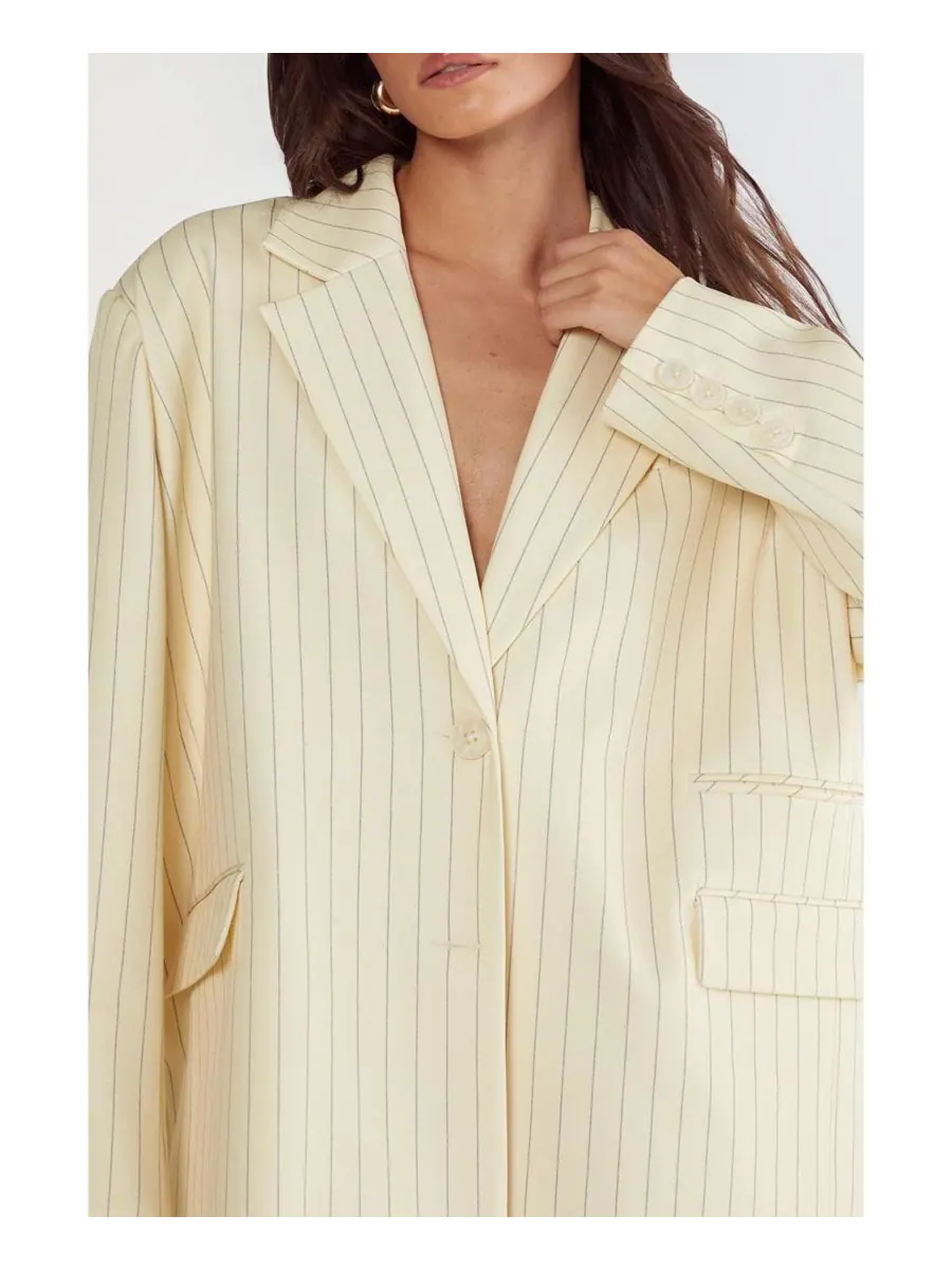 Женский пиджак свободного кроя в тонкую полоску Nasty Gal — изображение 6 из 8, желтый