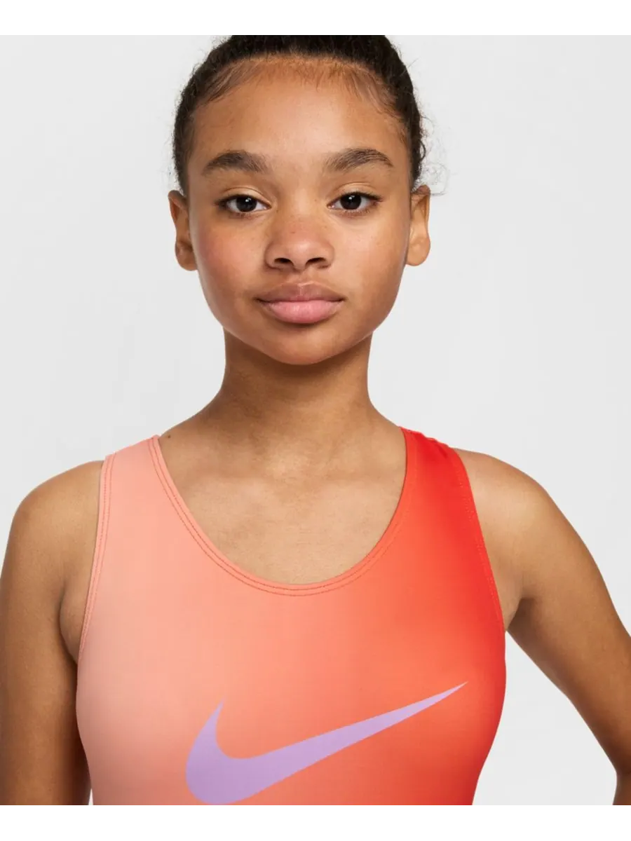 Гимнастический купальник Nike Sunrise Ombre для девочек 7-16 лет Nike Gymnastics — изображение 3 из 7, оранжевый