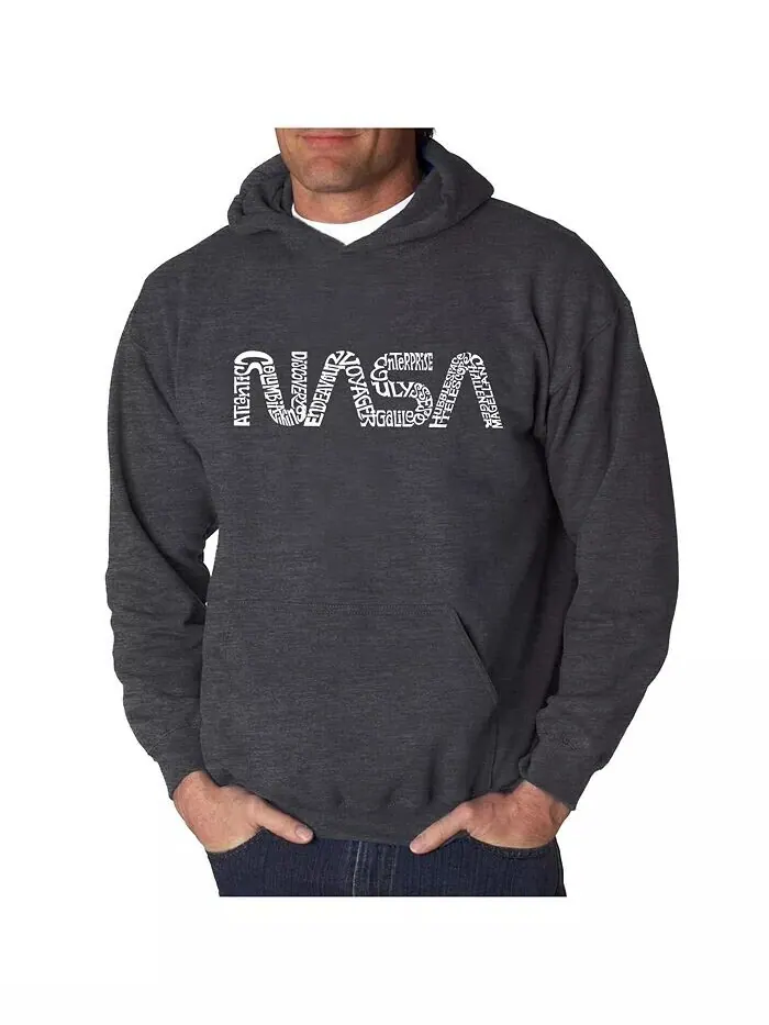 Мужская толстовка с капюшоном Word Art - Worm Nasa LA Pop Art — изображение 3 из 3, черный