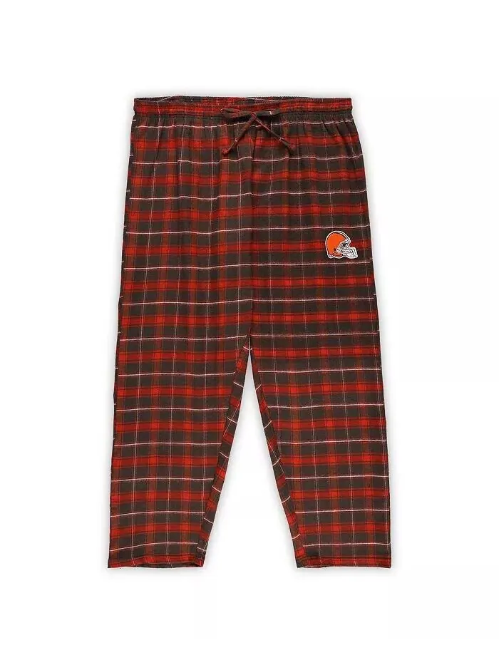 Женская коричневая футболка Cleveland Browns со значком большого размера, фланелевые брюки — изображение 2 из 4, коричневый