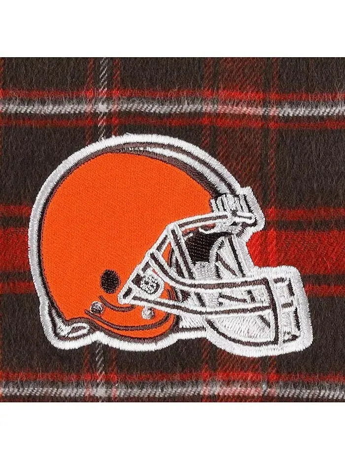 Женская коричневая футболка Cleveland Browns со значком большого размера, фланелевые брюки — изображение 3 из 4, коричневый