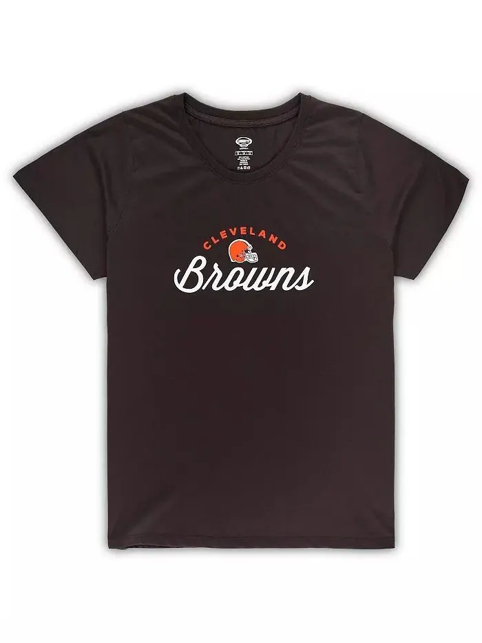 Женская коричневая футболка Cleveland Browns Plus Size Badge, фланелевые брюки, комплект для сна — изображение 4 из 4