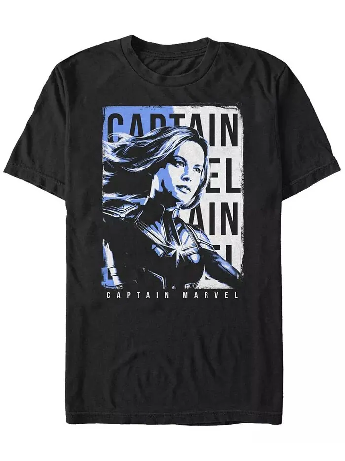 Мужская футболка с коротким рукавом Marvel Avengers Endgame Captain Marvel, вид сбоку Fifth Sun — изображение 1 из 1, черный