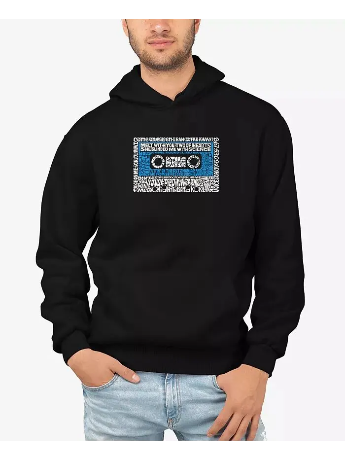 Мужская толстовка с капюшоном One Hit Wonders Word Art в стиле 80-х LA Pop Art — изображение 1 из 3, черный