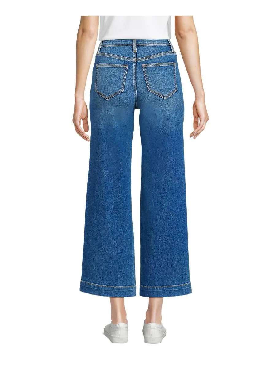 Женские джинсы Recover Denim с высокой посадкой и широкими штанинами, укороченные Lands' End — изображение 2 из 3