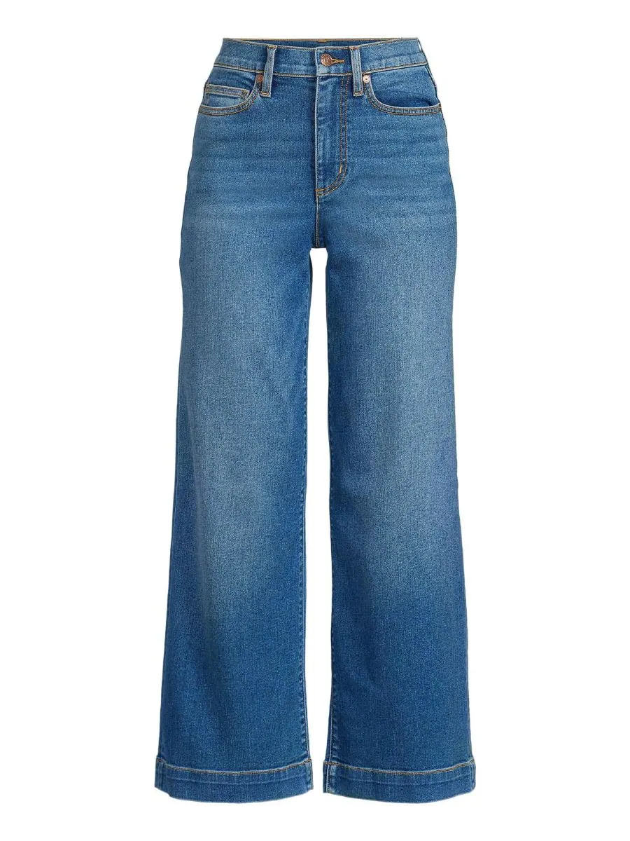 Женские джинсы Recover Denim с высокой посадкой и широкими штанинами, укороченные Lands' End — изображение 3 из 3