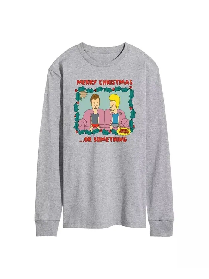 Мужская флисовая кофта Beavis and Butthead Merry Christmas с длинным рукавом AIRWAVES — изображение 1 из 3, серый