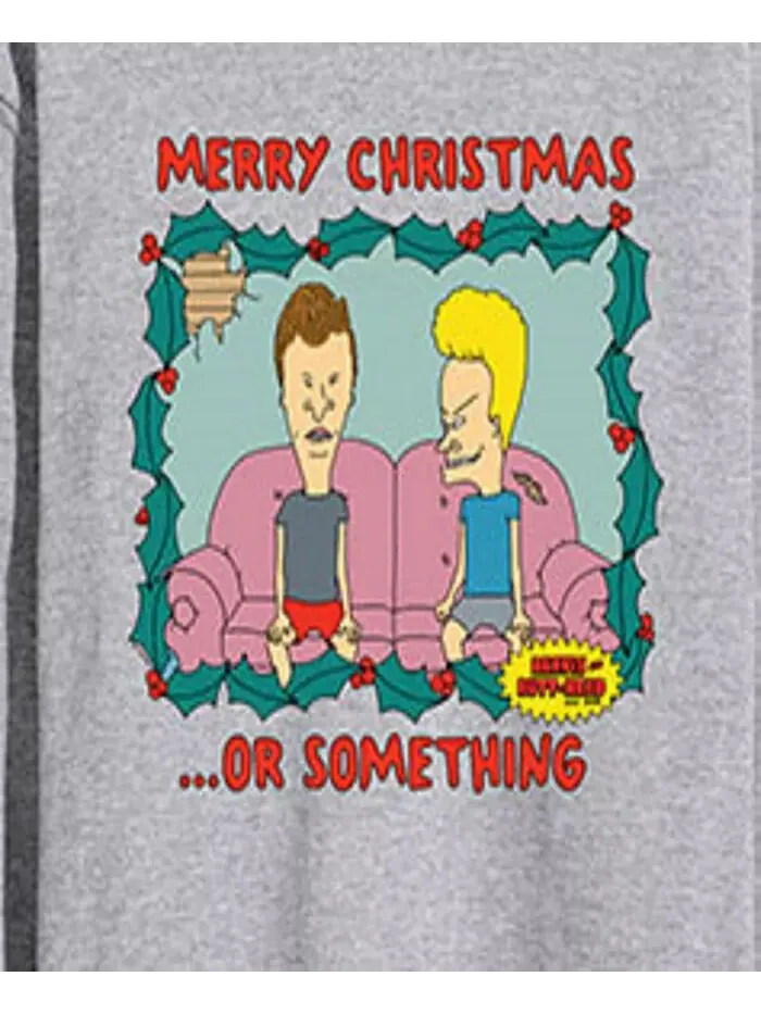 Мужская флисовая кофта Beavis and Butthead Merry Christmas с длинным рукавом AIRWAVES — изображение 3 из 3, серый