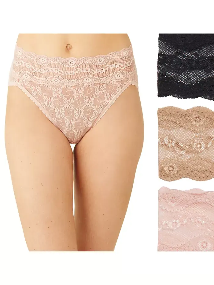Трусы Women's 3-Pk. Lace Kiss High-Leg Underwear 970882 b.tempt'd — изображение 1 из 2, розовый/натуральный