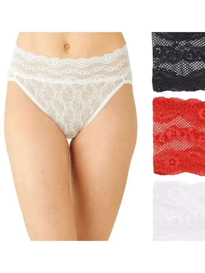 Трусы Women's 3-Pk. Lace Kiss High-Leg Underwear 970882 b.tempt'd — изображение 1 из 2, белый/красный