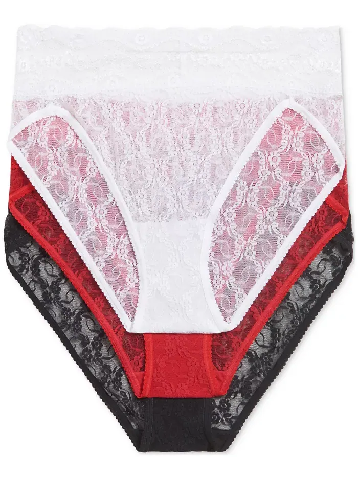 Трусы Women's 3-Pk. Lace Kiss High-Leg Underwear 970882 b.tempt'd — изображение 2 из 2, белый/красный