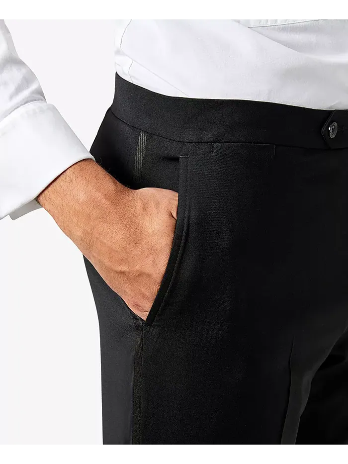 Мужские классические брюки-смокинг Modern-Fit Flex Stretch черного цвета Tommy Hilfiger — изображение 4 из 4, черный
