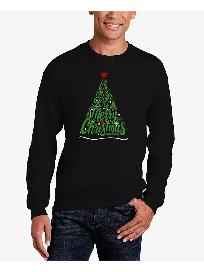 Мужской свитшот с принтом "We Wish You A Merry Christmas" LA Pop Art — изображение 1 из 3, черный