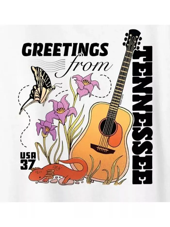 Футболка большого размера с рисунком Tennessee Stamp Hybrid Apparel — изображение 2 из 3, белый