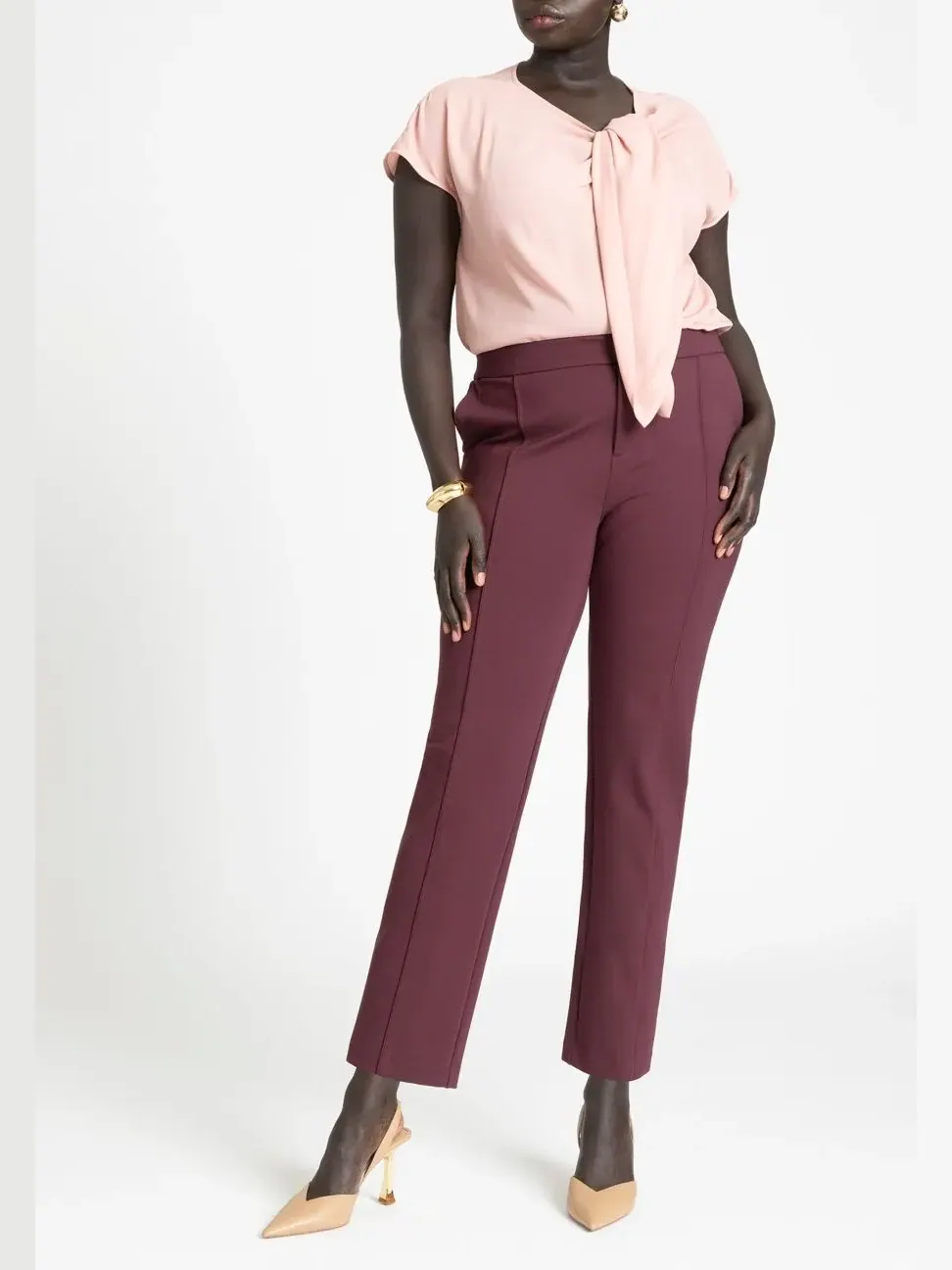 Женские брюки больших размеров The Ultimate Stretch Slim Leg Pant (Эластичные эластичные узкие — изображение 3 из 3, винный