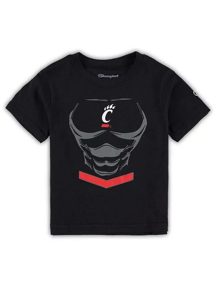Черная футболка Cincinnati Bearcats Super Hero для мальчиков и девочек для малышей Champion — изображение 2 из 3, черный