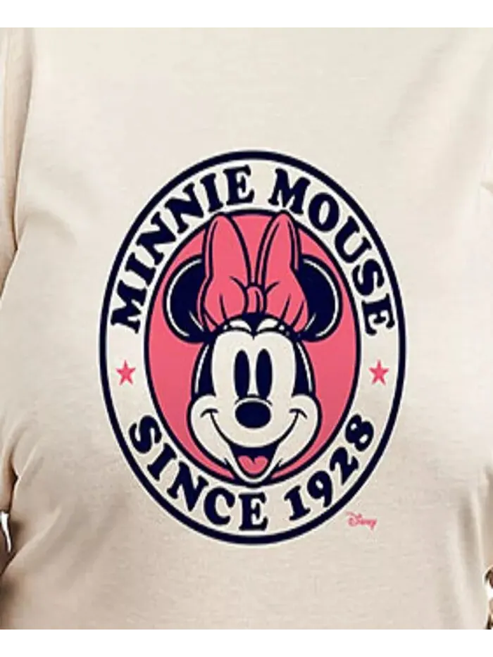 Футболка-пуловер с принтом Минни Маус с 1928 года больших размеров Hybrid Apparel — изображение 3 из 3, бежевый/хаки