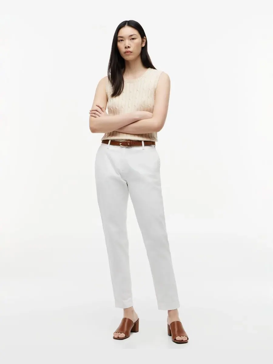Женские узкие брюки-чиносы из твила Tommy Hilfiger — изображение 1 из 4, экру