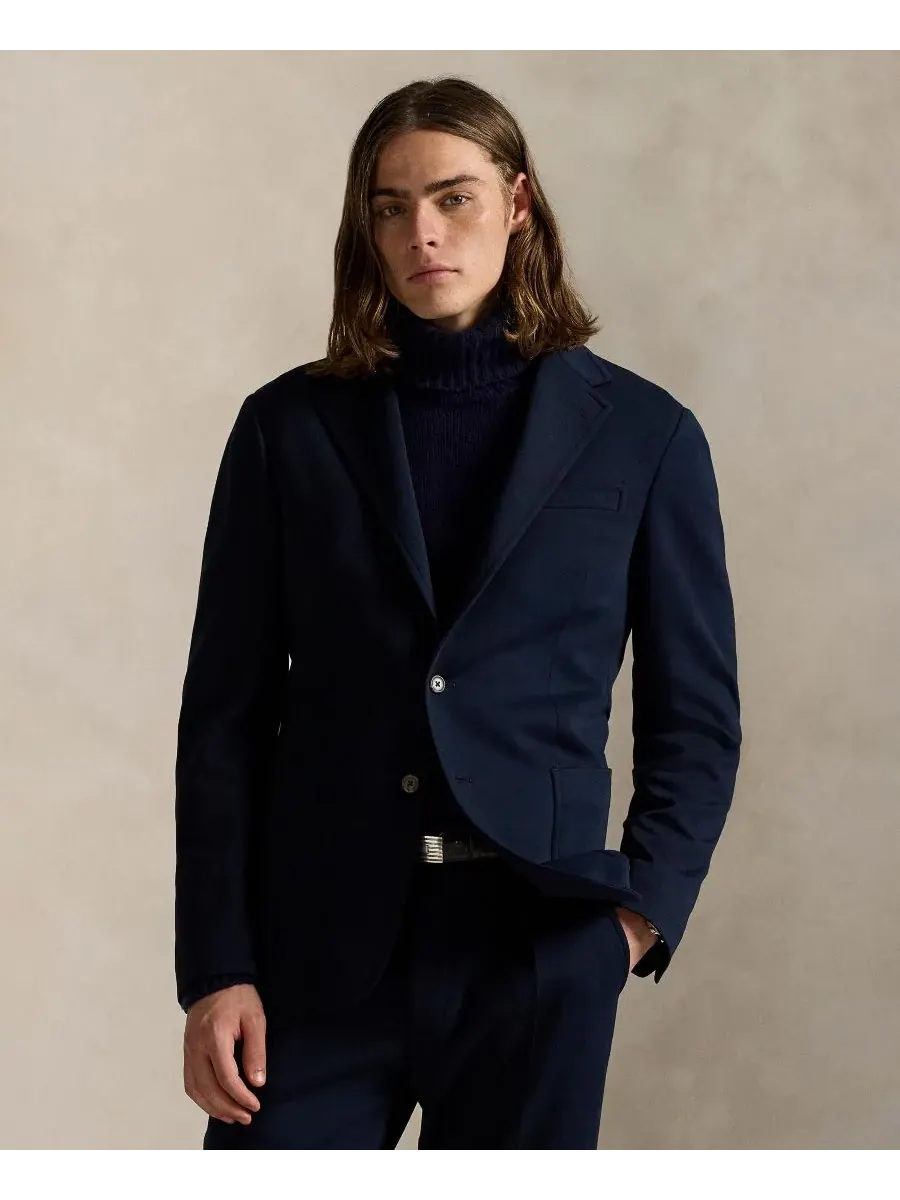 Мужская куртка из двойной вязки современного кроя Polo Ralph Lauren — изображение 1 из 6, темно-синий
