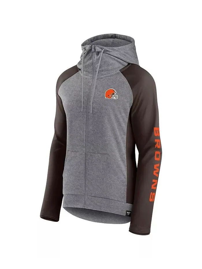 Женская толстовка с капюшоном Cleveland Browns Blind Side цвета серый — изображение 3 из 3, коричневый