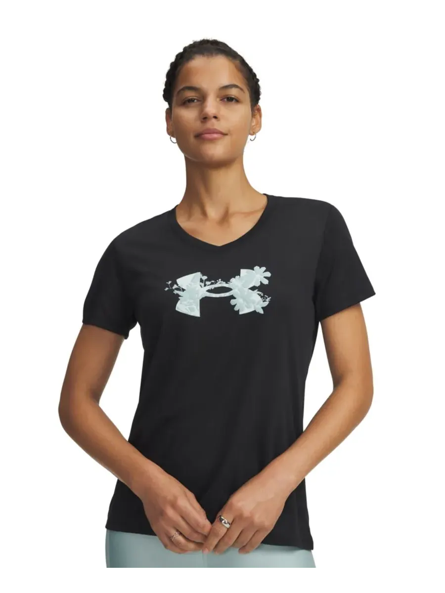 Женский тренировочный топ с V-образным вырезом из технологичной ткани Under Armour — изображение 1 из 3, черный