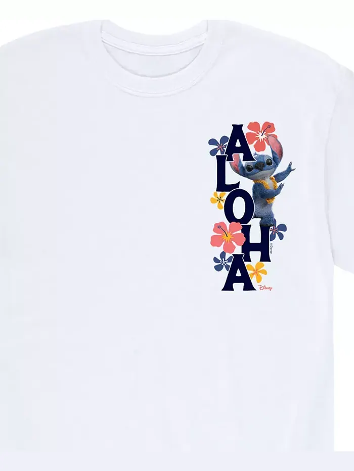 Мужская футболка с коротким рукавом Lilo and Stitch Live Action Aloha AIRWAVES — изображение 3 из 3, белый