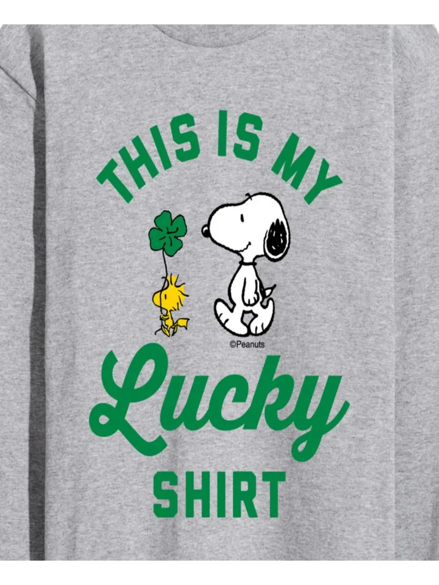 Мужская футболка с длинными рукавами и графическим принтом "Peanuts This is My Lucky" AIRWAVES — изображение 3 из 3, серый