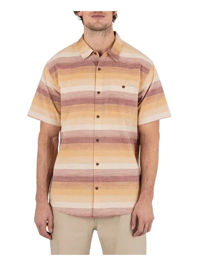 Мужская рубашка с коротким рукавом Lido Stripe Hurley — изображение 1 из 4, коричневый
