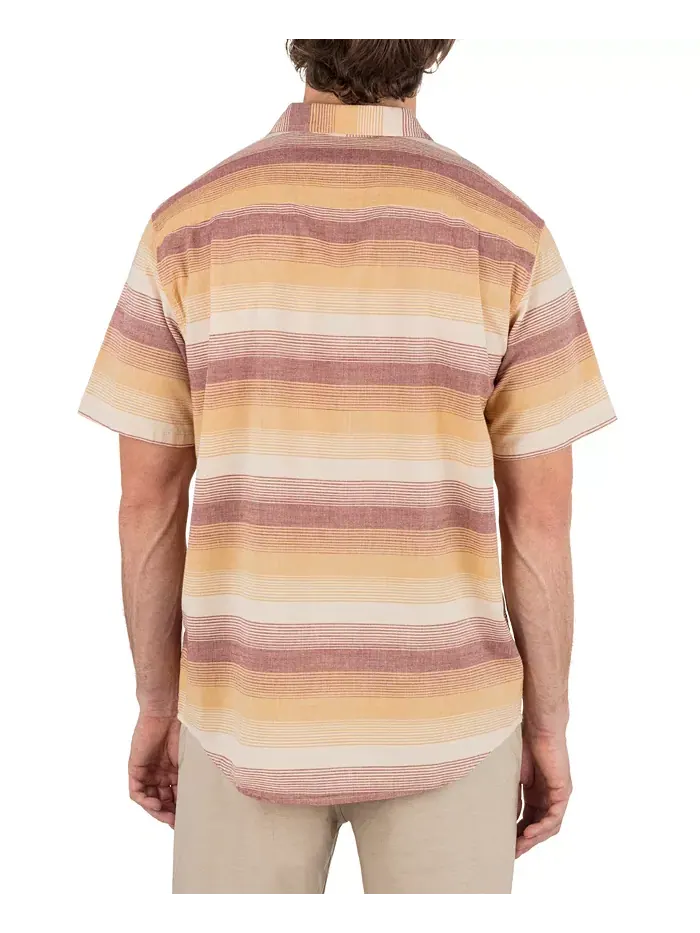 Мужская рубашка с коротким рукавом Lido Stripe Hurley — изображение 2 из 4, коричневый