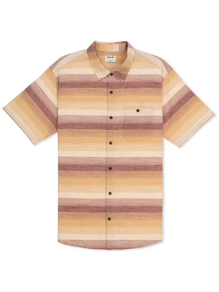 Мужская рубашка с коротким рукавом Lido Stripe Hurley — изображение 3 из 4, коричневый