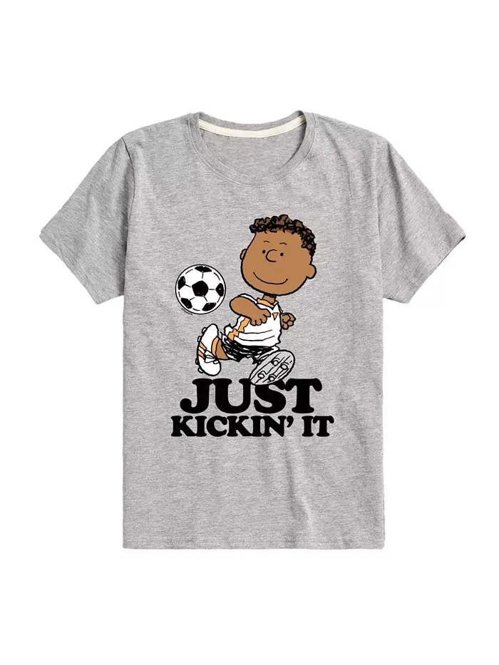 Футболка с принтом Big Boys Just Kickin' It для мальчиков Peanuts — изображение 1 из 3, серый